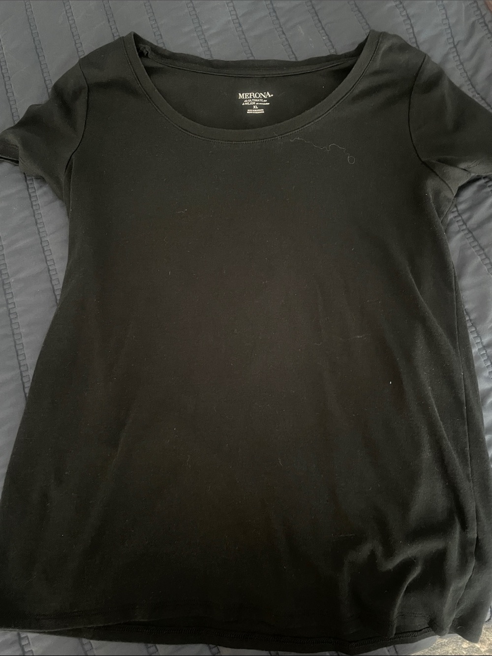 Merona Black Scoop Neck Short Sleeve Women's Tee
